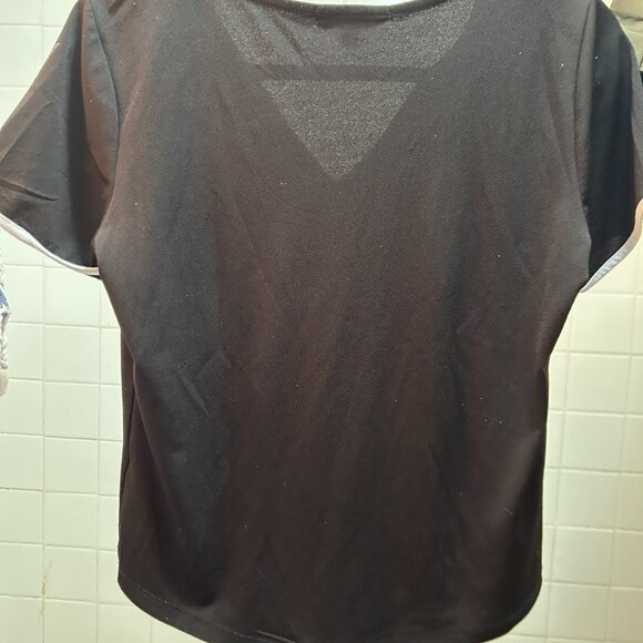 Adrienne Vittadini Sheer Black Sailor PinUp Blouse w White Trim Small Like New - Picture 3 of 3